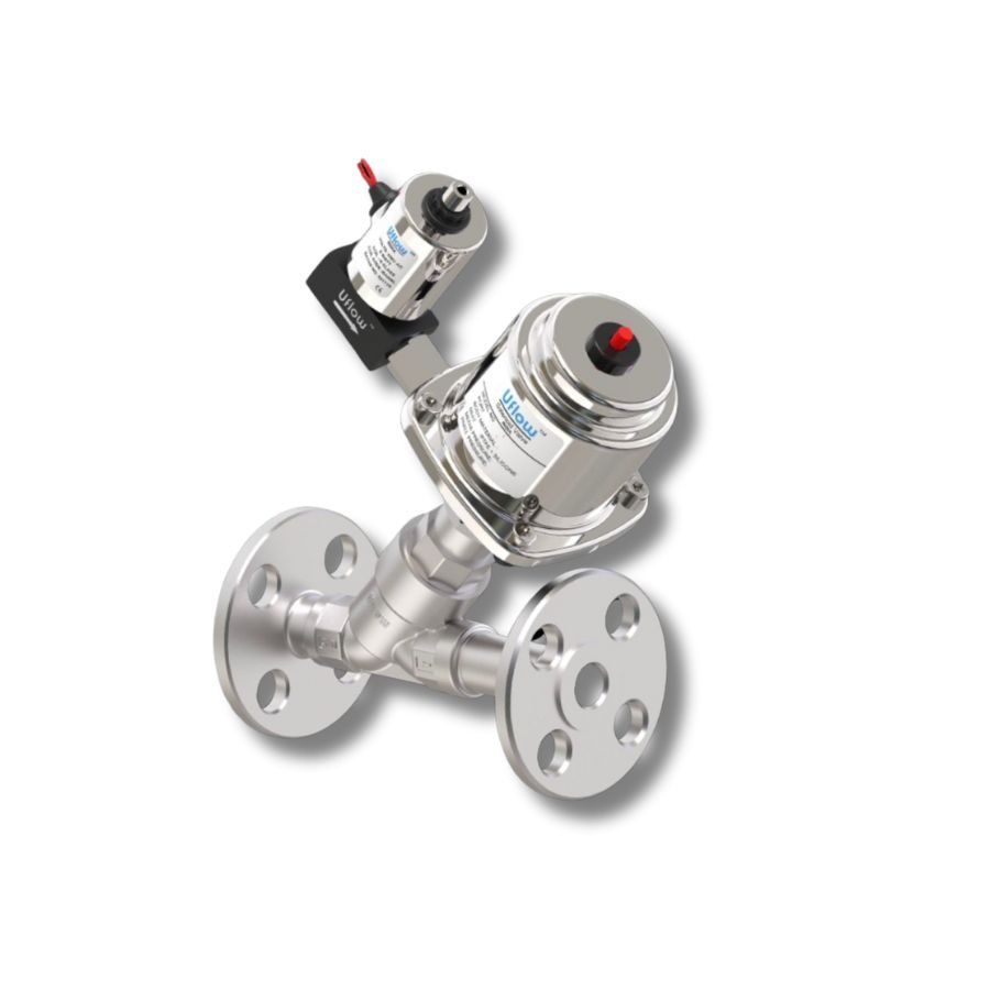 Uflow Angle Seat Valve with Steel Actuator Operator NC-NO - Image 4