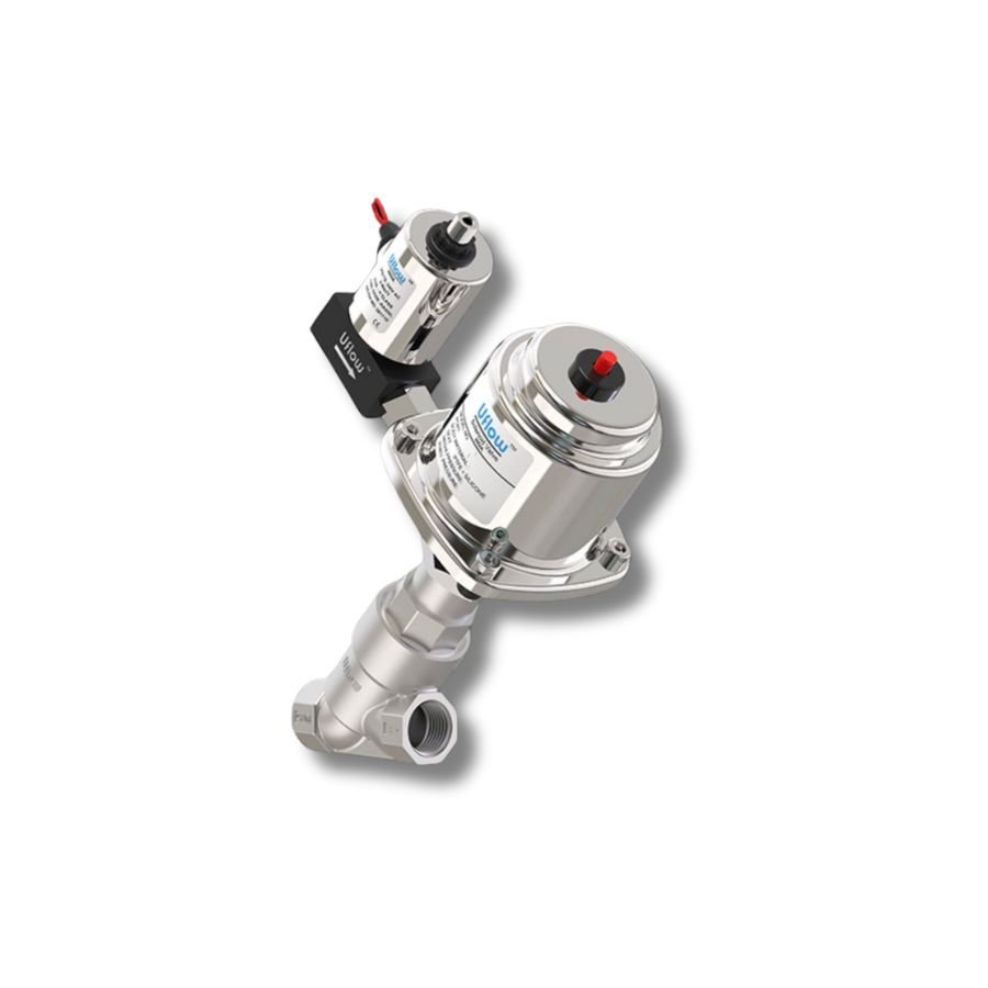 Uflow Angle Seat Valve with Steel Actuator Operator NC-NO - Image 3