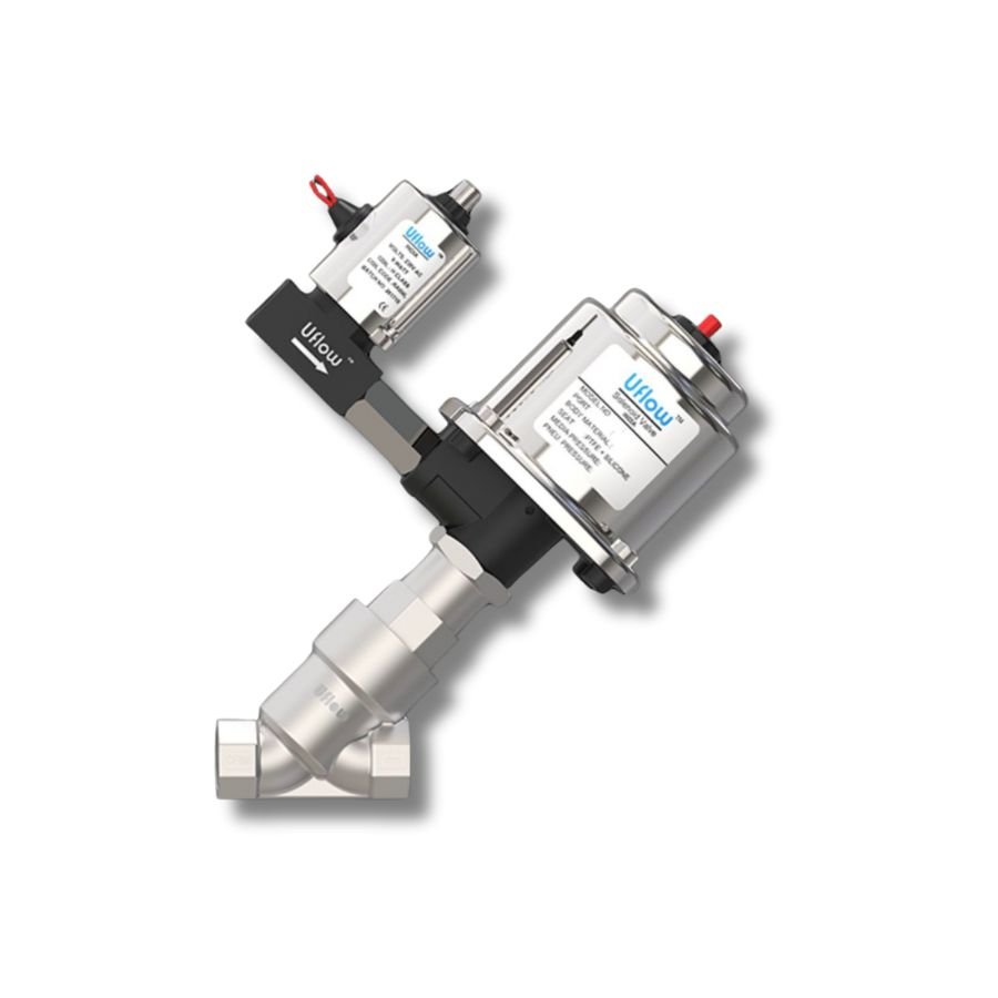 Uflow Angle Seat Valve with Steel Actuator Operator NC-NO - Image 2