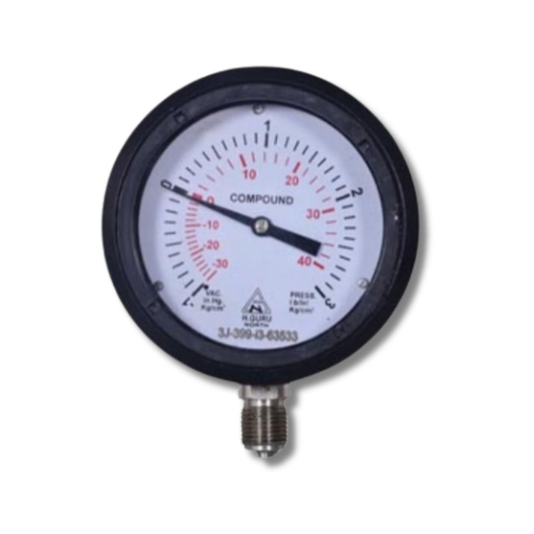 H Guru Brand Bourdon Operated Vacuum / Compound Gauge - Image 3